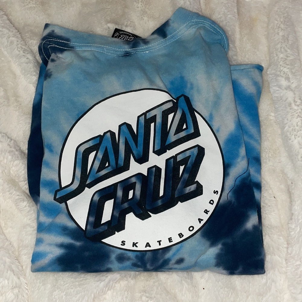 blue tie dye Santa Cruz tee shirt
